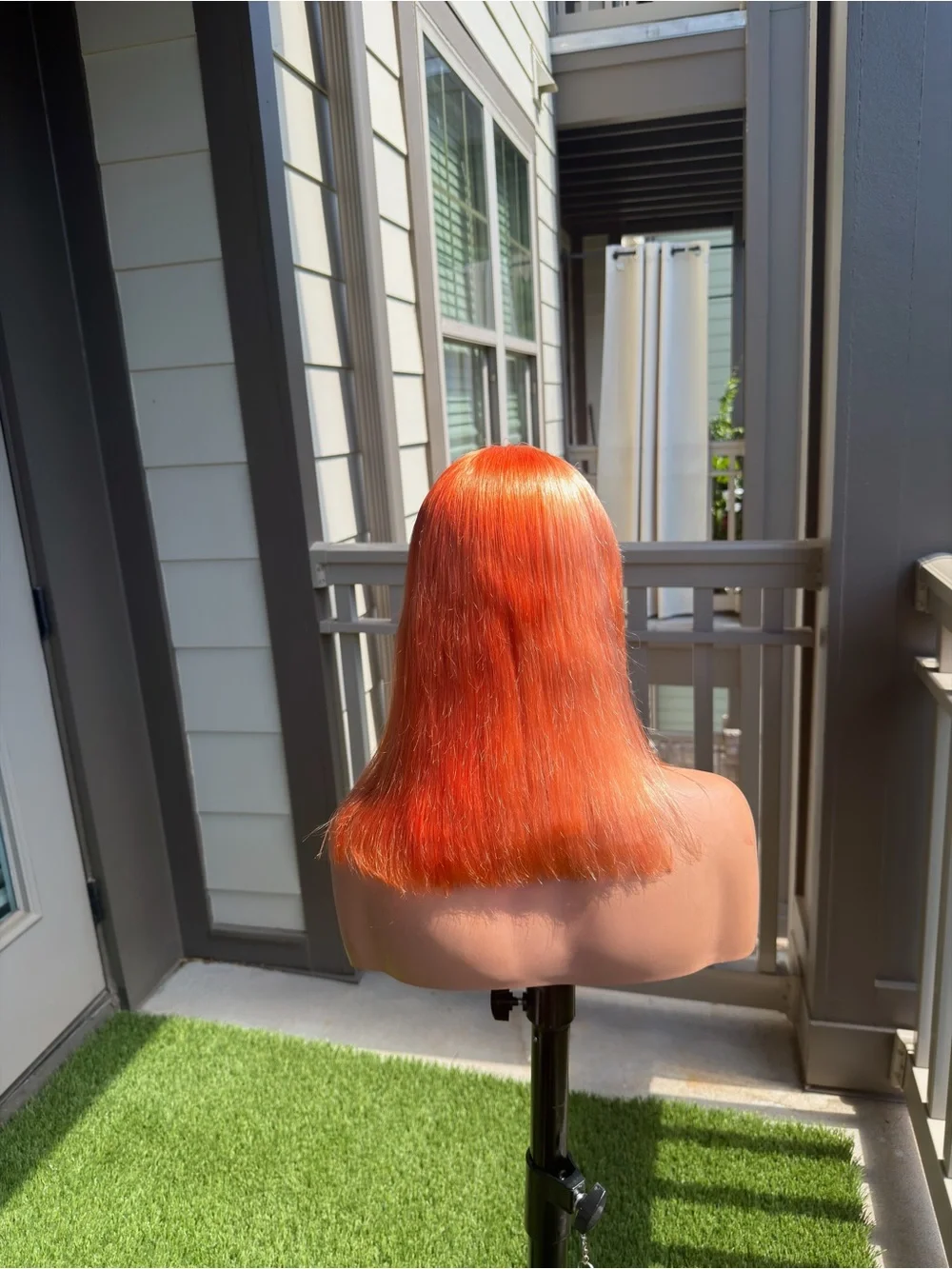 Orange Straight 14in 13x4 Lace Front Wig - Vibrant Orange Women's Human Hair